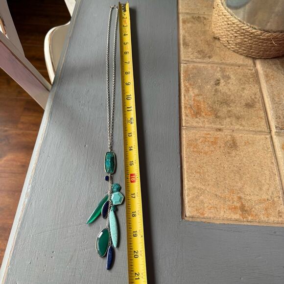 Silpada Go Geo 925 Sterling Silver Agate Lapis Necklace - Picture 8 of 10